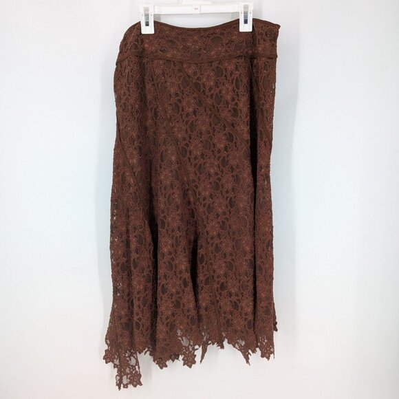 Vintage DKNY Midi Skirt Women Size 8 Floral Lace Asymmetrical Whimsigoth Fairy - Picture 2 of 10